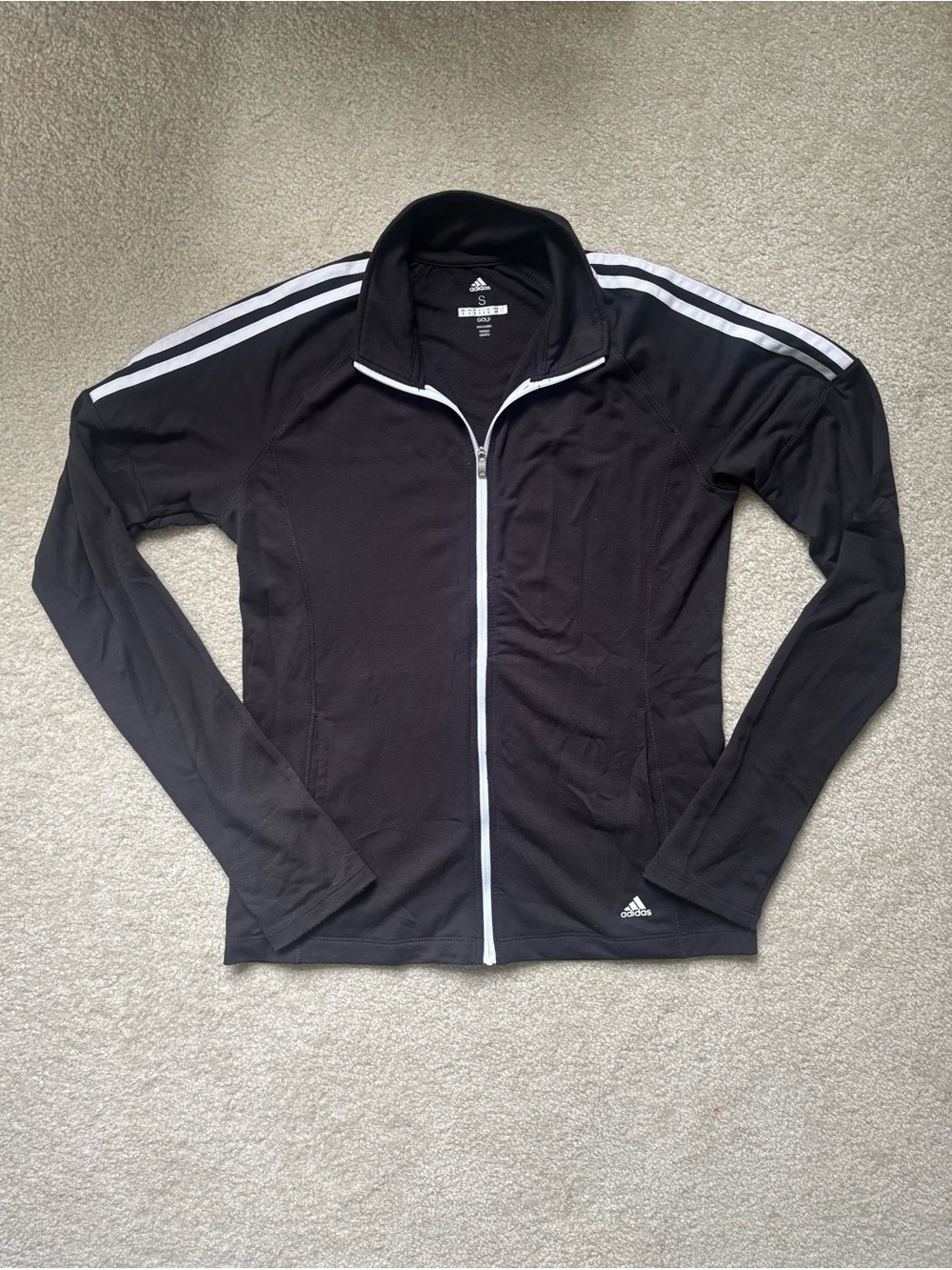 adidas Black Track Jacket with White Stripes